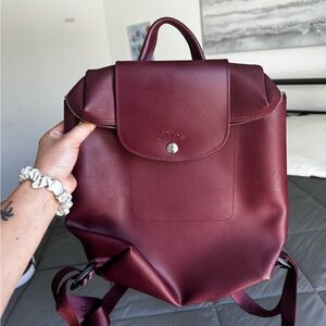 Longchamp Deep Red Leather Backpack
